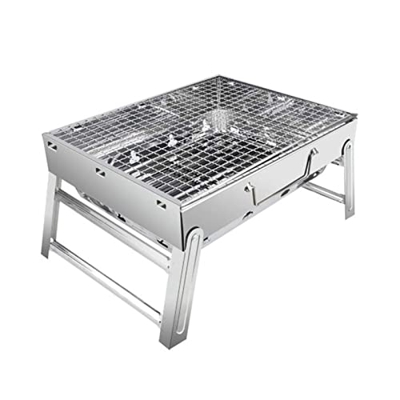 Zayaa Parrilla portátil de Acero Inoxidable, Mesa de Barbacoa Ligera para Acampar con Patas Plegables, Parrilla de carbón Duradera para Barbacoa al Ai