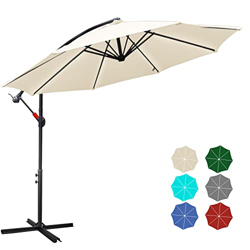 Jiubiaz Sombrilla de aluminio gris para jardín con soporte, altura regulable, plegable, protección UV, varios colores, resistente al agua, crema, 3.5  características