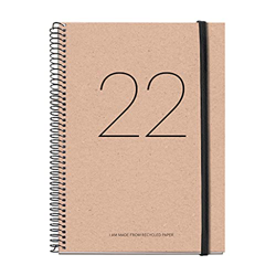 Miquelrius - Agenda anual 2022 Reciclada, Semana Vista Horizontal, Tamaño Plus 155 x 213 mm (A5), Cubierta y papel reciclado, Natural, Español en oferta