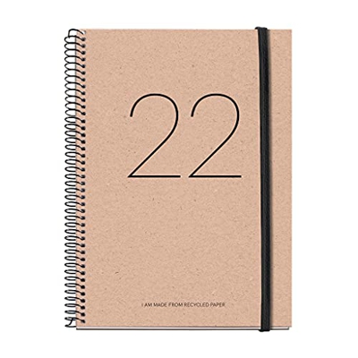 Miquelrius - Agenda anual 2022 Reciclada, Semana Vista Horizontal, Tamaño Plus 155 x 213 mm (A5), Cubierta y papel reciclado, Natural, Español