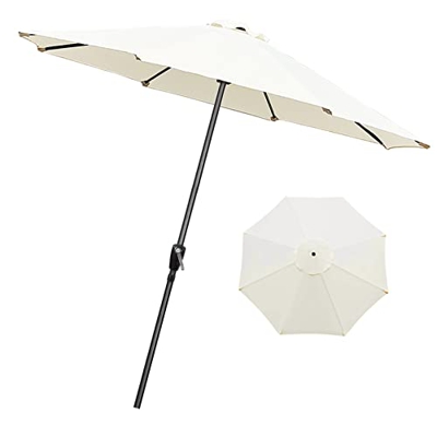 LIGUOYI Sombrilla Parasol para Jardín Ø 270cm/300 Cm × H 240 Cm Sombrilla Terraza Exterior con Manivela, Proteccion UV, Sombrilla Terraza De Mesa De M