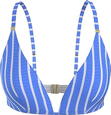 Tommy Hilfiger Fixed Triangle Rp Parte Superior de Bikini, Hilfiger Stripe Wonder Blue, XS para Mujer