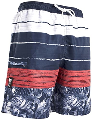 Luvanni Bañador para hombre, de secado rápido, 868, con cordón, para la playa, bañador, bañador, para hombre, con diseño de rayas, hojas, hojas, tropi