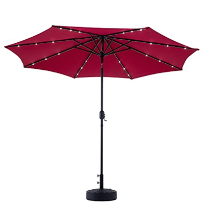 VONLUCE Sombrilla de Terreza de 300CM con Luz LED Sombrilla de Jardín con Techo de Protección UV y 8 Varillas de Acero Parasol Parasol Grande para Jar