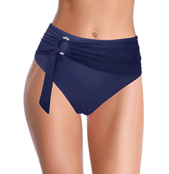 SHEKINI Traje de Baño para Mujer Abdominal Cintura Alta de Bikini Pantalones de natación Ruched Color Sólido Bañadores Retro Ropa de Playa Bikini Brag características
