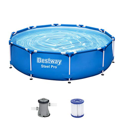Bestway Steel Pro Frame Pool, rund 305x76 cm Stahlrahmenpool-Set mit Filterpumpe, Blau Piscina Redonda, azul, Ø 305 x 76 cm en oferta