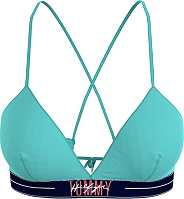 Tommy Hilfiger Triángulo Fijo Rp Parte Superior de Bikini, Miami Aqua, M para Mujer