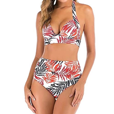 Sweetneed chida yi Bikini para Mujer Push up con Relleno bañador Bikini con Estampado Bra Tops y Braguitas Bikini Sexy Bañador Vacaciones Halter Bikin