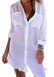 Vestidos Verano para Mujer Botón de Bolsillo Camisa de Playa Manga Larga Casual de Color Sólido características