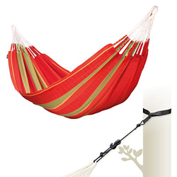 LA SIESTA - Flora Chilli – Hamaca clásica tamaño King de algodón orgánico + TreeMount Black – Fijación de árbol y postes. en oferta