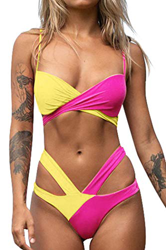 UMIPUBO Traje De Baño Bikini para Mujeres Push up Vendaje Vistosa Conjunto de Bikini División Color de Golpe Bañador Ropa de Playa de Dos Piezas Tops  precio