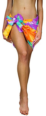 Funky Pareo Sarong Camisola Encubrimiento Hawaiano, Big Flower, Morado Claro, PEQUEÑO