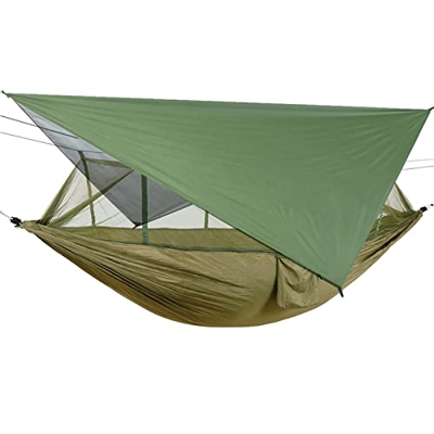 Lechnical Hamaca de Red Repelente de Mosquitos con toldo de sombrilla Impermeable para Acampar al Aire Libre, Viajes, Senderismo, Suministros para la 
