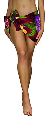 Funky Pareo Sarong Camisola Encubrimiento Hawaiano, Big Flower, Rojo, PEQUEÑO