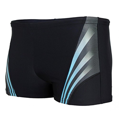 Aquarti Bañador para Hombre con Rayas en los Laterales, Negro/Azul, L