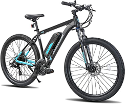 Rockshark - Bicicleta eléctrica de montaña para hombre, 29 pulgadas, con luz LED, Shimano de 21 velocidades y batería de iones de litio extraíble de 3 características