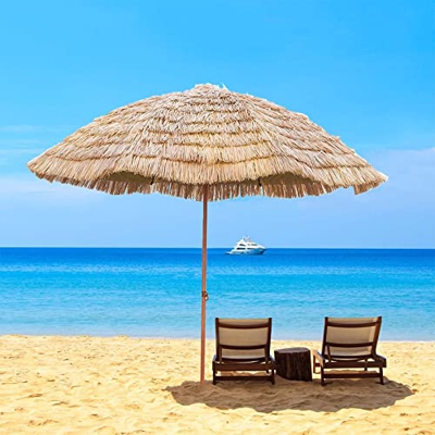 EEKBNEJQ Sombrilla de Playa Grande, Ø230 cm, sombrilla Resistente al Viento, protección UV 50, Multicolor, mástil 38 mm, mástil Flexible, Incluye Bols