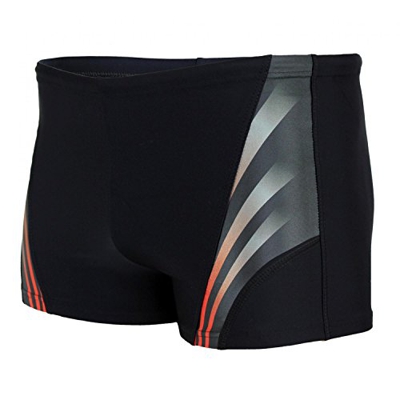 Aquarti Bañador para Hombre con Rayas en los Laterales, Negro/Rojo, L