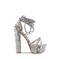 Modelisa - Sandalia Tacón Ancho Plataforma Cordón Al Tobillo Para Mujer (Serpiente, numeric_36) precio