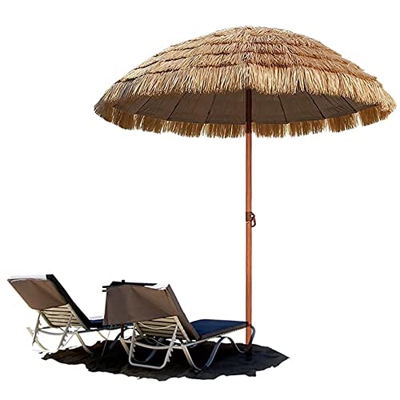 EEKBNEJQ Sombrilla Playa Grande, Sombrilla protección UV, Sombrilla de jardín Ø 2,3x2,4m, Sombrilla Plegable antiviento de Color Couleur naturelle (Si