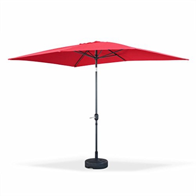 Alice's Garden - Sombrilla jardin, parasol rojo, mástil central, inclinable, rectangular, 2x3m, Touquet