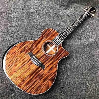WANANNIGHT Guitarra electrica Personalizado AAAA All Solid Wood Cocobolo Back Side Guitarra Acústica con Reposabrazos (Color : Acoustic, Size : 40 Inc