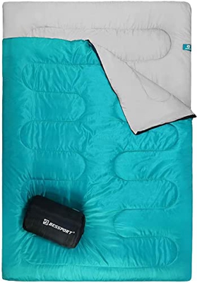 Bessport Saco de Dormir Doble para Acampar, 2 Personas Adultos Saco con Bolsa de Transporte de Dormir Ligero para mochileros, Senderismo, Carpa, campi