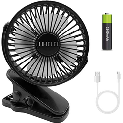 LIHELEI Ventilador USB, Portatil Mini Ventilador, 3 Velocidades Potente Pinza Ventiladores, Silencioso Ventilador con Recargable Batería 2600mAh para  precio