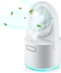 Mini USB Ventilador Con Agua de Mesa 4 en 1, Aire Acondicionado Portatil con 3 Velocidad del Viento y 2 Modos de Rociado, 7 Colores LED Luces, Depósit características