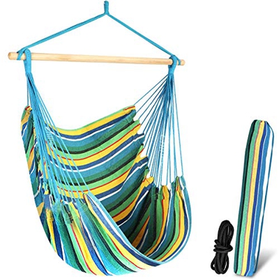 Chihee Silla de la Hamaca Hamaca Grande de relajación Que cuelga, Silla de Tela del algodón para Mayor Comodidad y Durabilidad Interior/al Aire Libre 