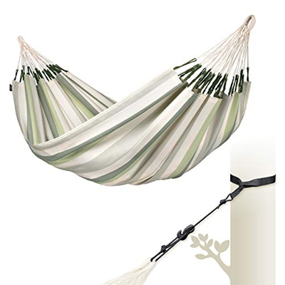 LA SIESTA Brisa Cedar - Hamaca clásica de tamaño king resistente a la intemperie con kit de suspensión de correa para árbol