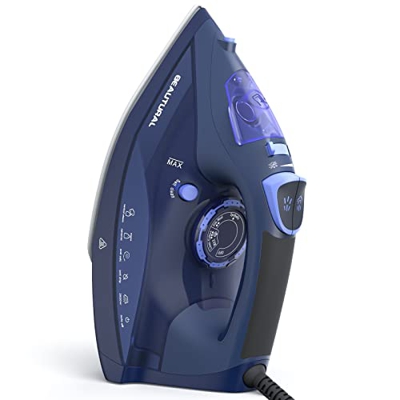 BEAUTURAL Plancha de Vapor de 2600W Suela de Cerámica, Tanque de 350ml,Cable de 1,9m, AUTO-Limpieza, Apagado Automático, azul