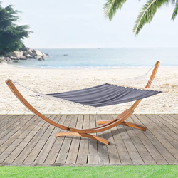 [en.casa] Hamaca Silla Colgante con Soporte Asiento Variable Jardín Balcón Alerce Poliéster hasta 120kg 415 x 120 x 125 cm Gris Oscuro Natural precio