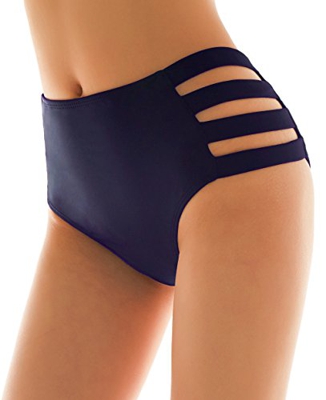 SHEKINI Traje de Baño para Mujer Abdominal Cintura Alta de Bikini Pantalones de natación Ruched Color Sólido Bañadores Retro Ropa de Playa Bikini Brag