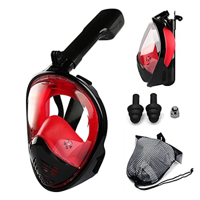 Set de Snorkel, Máscara de Snorkel de Cara Completa para Adultos Kit de Snorkel con Máscara de Buceo Panorámica y Esnórquel Dry Top, Máscara cde Snork