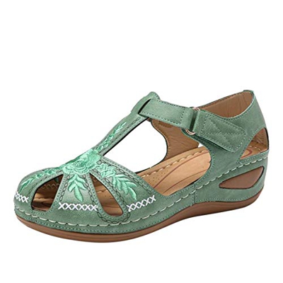 TWIOIOVE Sandalias Mujer Verano Cuña Sandalias Cerradas Cómodos Casual Zapatos de Playa Informales para Mujer, Sandalias Bohemia Moda Casual Ocio de A
