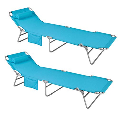 SoBuy OGS35-Bx2,Set de 2 tumbonas, Tumbona inclinable de acero plegable con almohada playa piscina Jardín mecedora,ES