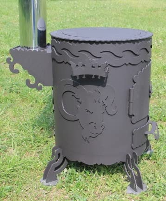 Kazbek Horno para cañón asiático de kazán de gulasch Utschak 1 con tubo de humo, para 10-12 L