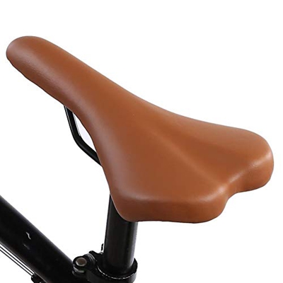 Asiento de Bicicleta, 2 Colores Cojín de Ciclismo de sillín de Bicicleta de Cuero PU Resistente a los Golpes y Resistente al Desgaste(Marrón)