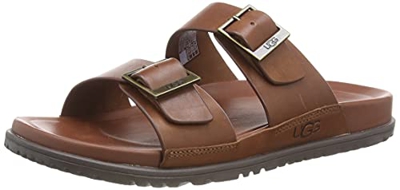 UGG Wainscott Buckle Slide, Sandalias deslizantes Hombre, Cuero Coñac, 40 EU