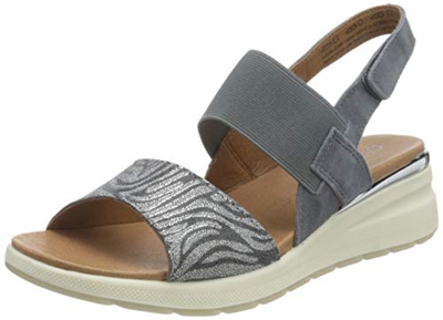 CAPRICE 9-9-28306-26, Sandalias Planas Mujer, Vaqueros metálicos, 41 EU