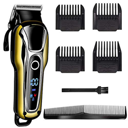Tanouve Cortapelos Hombre, Máquina de Cortar Pelo Cortadora de Pelo Profesional Máquina Pelar con Pantalla LCD Sin Cable 4 Peines Guía para Homebres N características