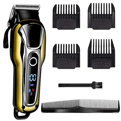 Tanouve Cortapelos Hombre, Máquina de Cortar Pelo Cortadora de Pelo Profesional Máquina Pelar con Pantalla LCD Sin Cable 4 Peines Guía para Homebres N