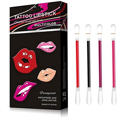 20 Pcs/Box Tattoo Lipstick Cigarette Cotton Swab, Lipstick Box Cotton Swab Lip Gloss Moisturizing Long Lasting Liquid Tint, Durable Waterproof Liquid 