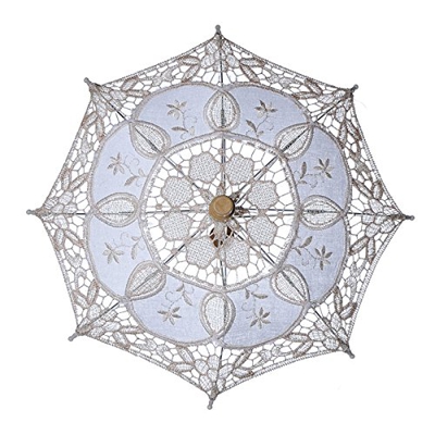 KangOnline - Parasol de encaje para novia, diseño clásico, beige, Small