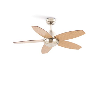 CREATE / FLOWOOD / Ventilador techo motor AC níquel aspas madera natural / Silencioso, 2 alturas