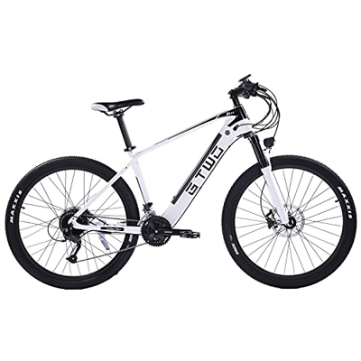 CF275 Adulto Ebike 27.5 Pulgadas 27 Velocidad Bicicleta de montaña Peso Ligero Marco de Fibra de Carbono Suspensión de Aire Horquilla Delantera (Blanc