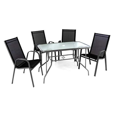 Nexos zgc34477 _ SL S2 – Conjunto de Muebles de jardín de 5 Piezas – y sillas para jardín de Famoso & Comedor apilable, Color Negro