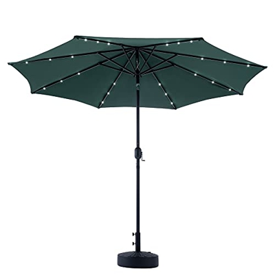 VONLUCE Sombrilla de Terreza de 300CM con Luz LED Sombrilla de Jardín con Techo de Protección UV y 8 Varillas de Acero Parasol Parasol Grande para Jar