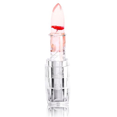 Cuasting Flor Cristal Jalea Lápiz labial Cambio de temperatura Color Lip Balm Impermeable Lip Stick-Red